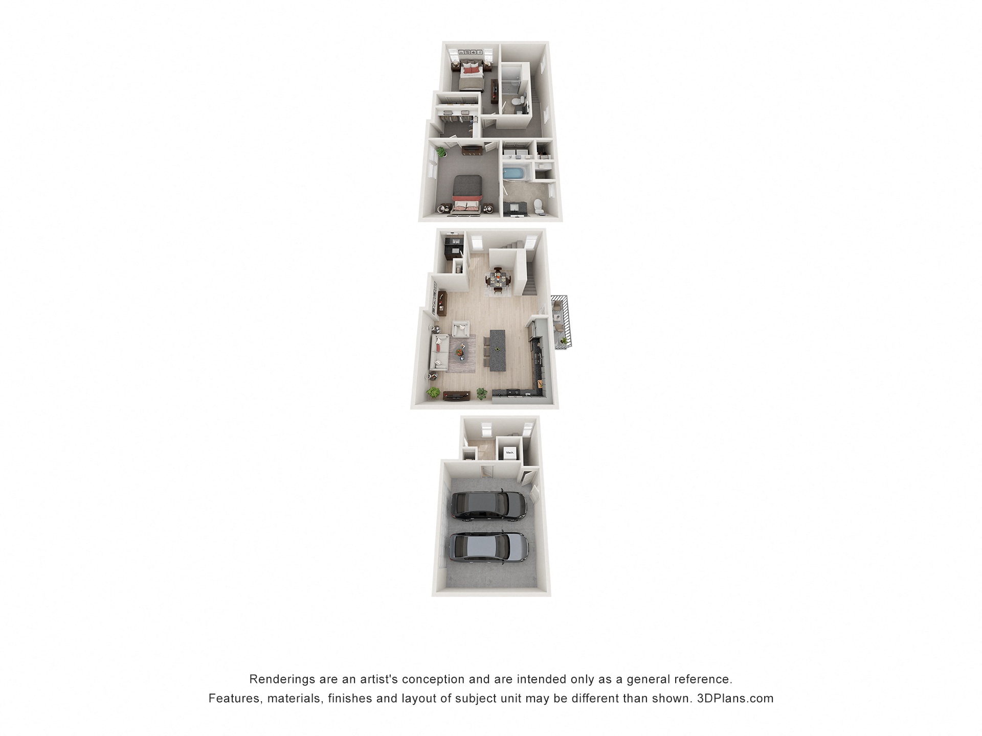 Floor plan for 2 beds, 2.5 baths, 1872 sqft
